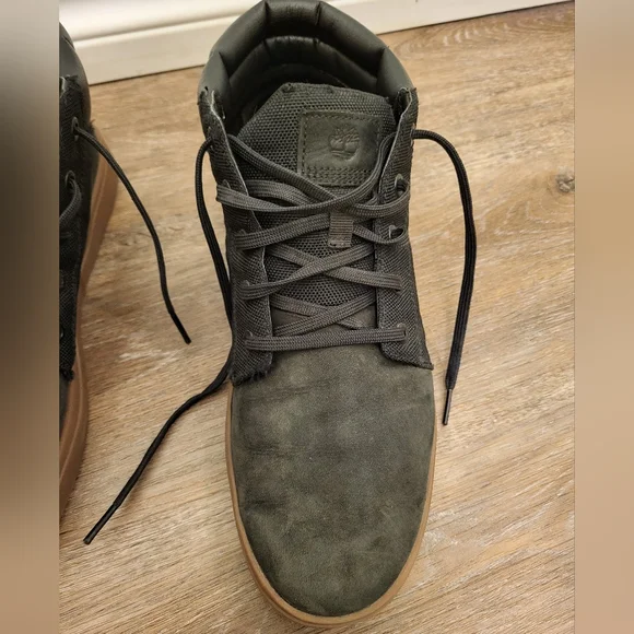 Timberland Davis Square Leather/Fabric Men's Chukka Black Nubuck Size 9 - Picture 4 of 13